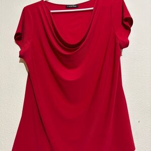 L Carol Rose Christmas-style Blouse with Stylish Cowl Slouch Neck